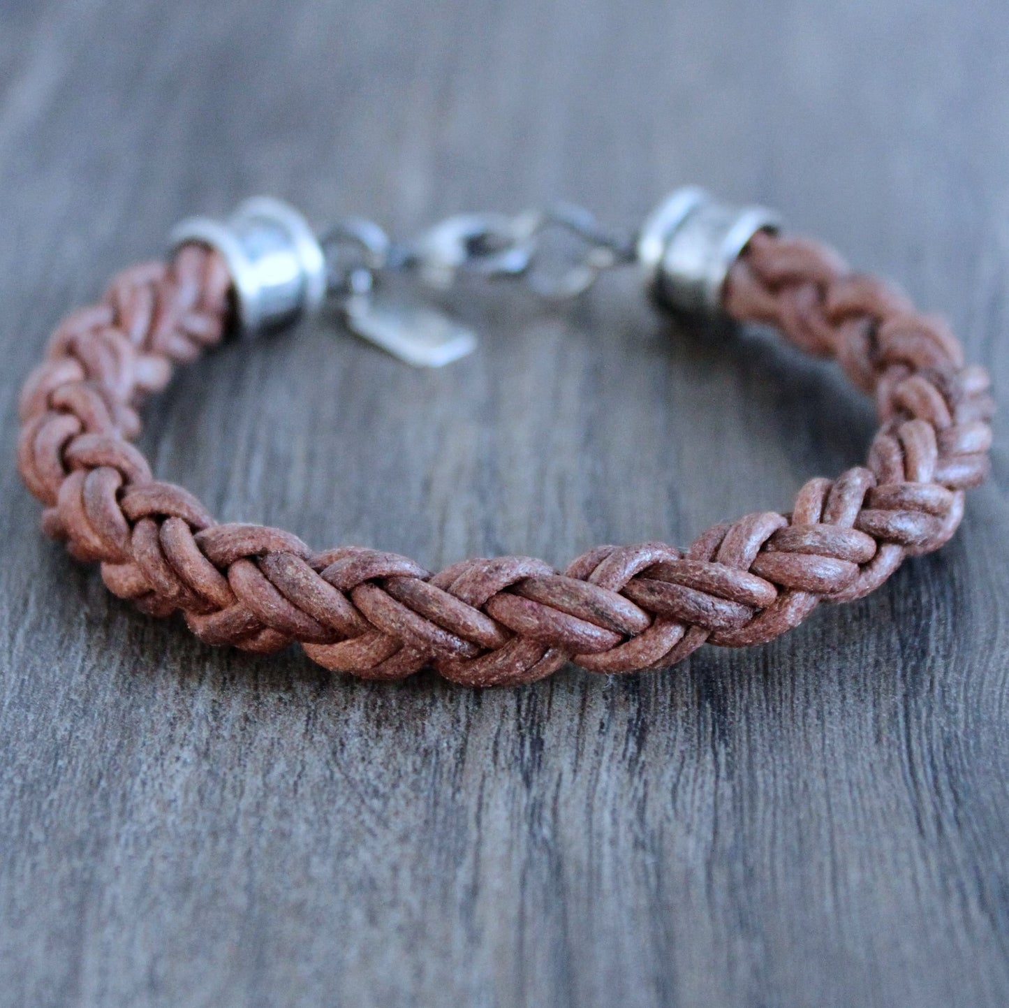 Men's 8mm leather braid bracelet