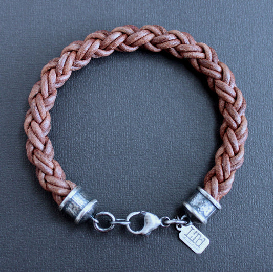 Men's thick brown braid bracelet