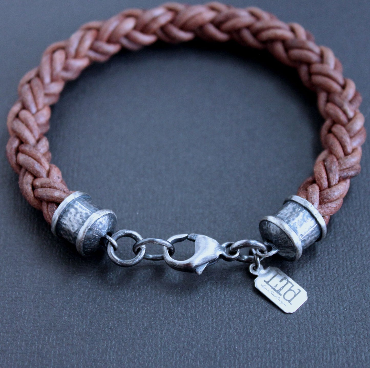 Men's thick leather braid bracelet