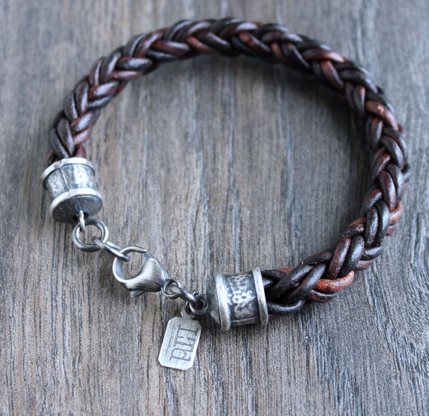 men's thick leather braid bracelet