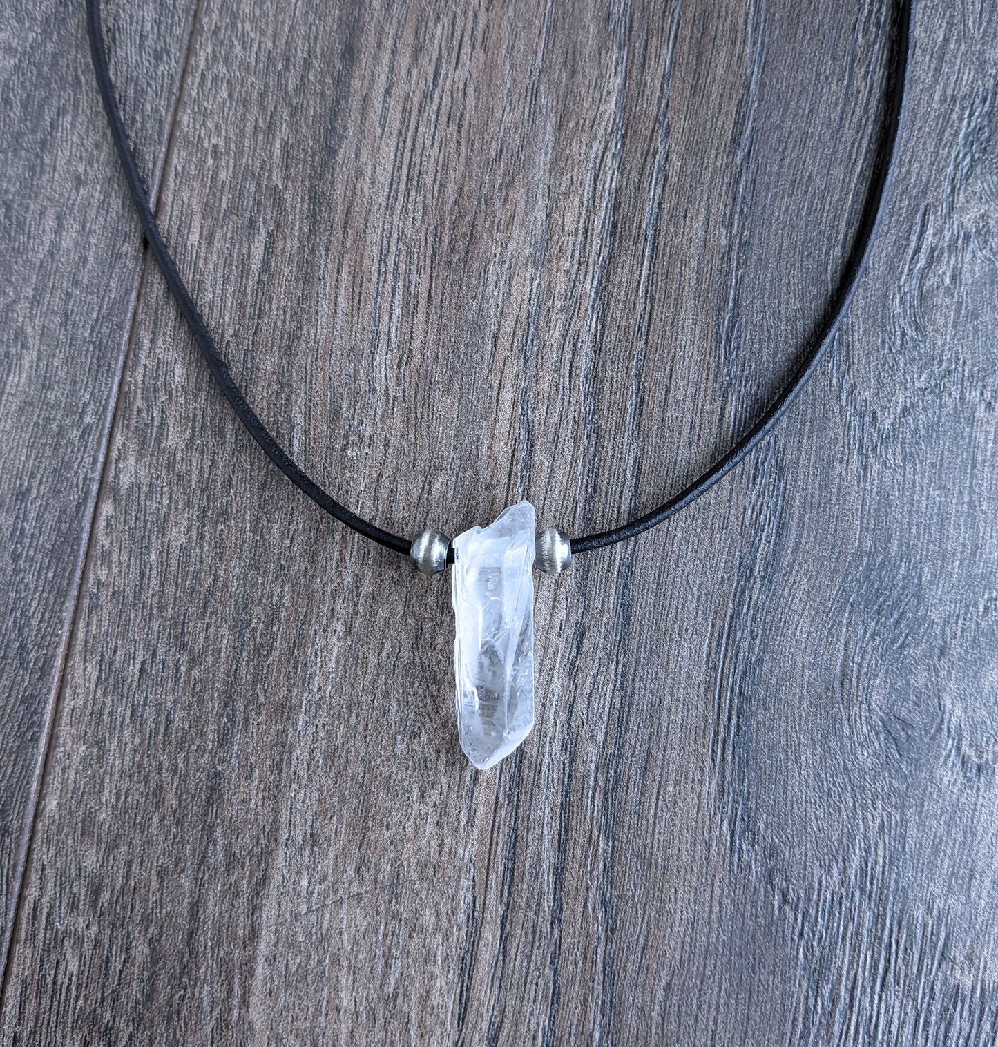 Men's clear crystal quartz necklace