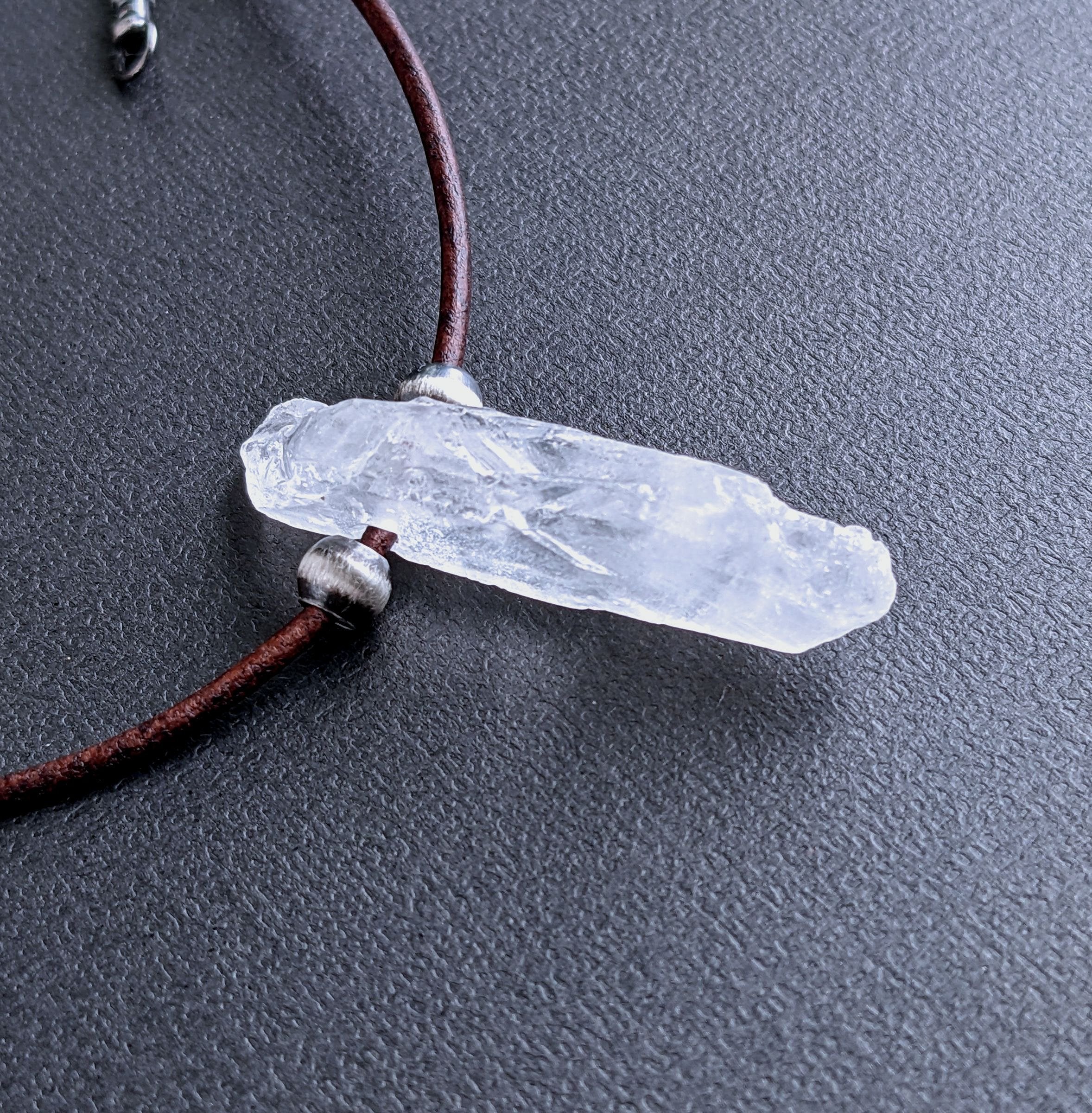 Leather on sale crystal necklace