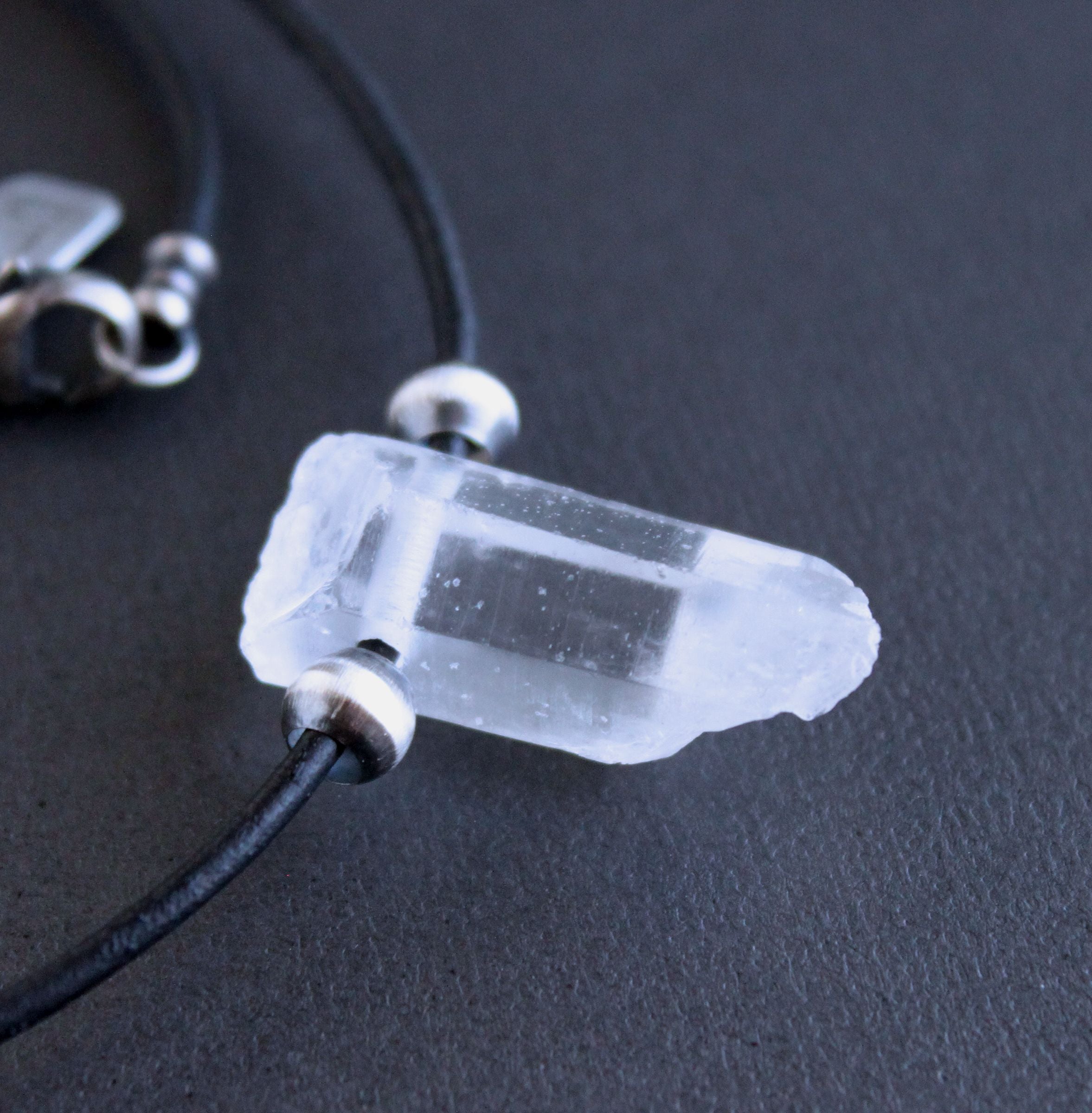 Crystal necklace with leather on sale cord