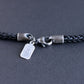Men's leather sterling silver necklace