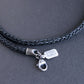 men's black square braid leather necklace