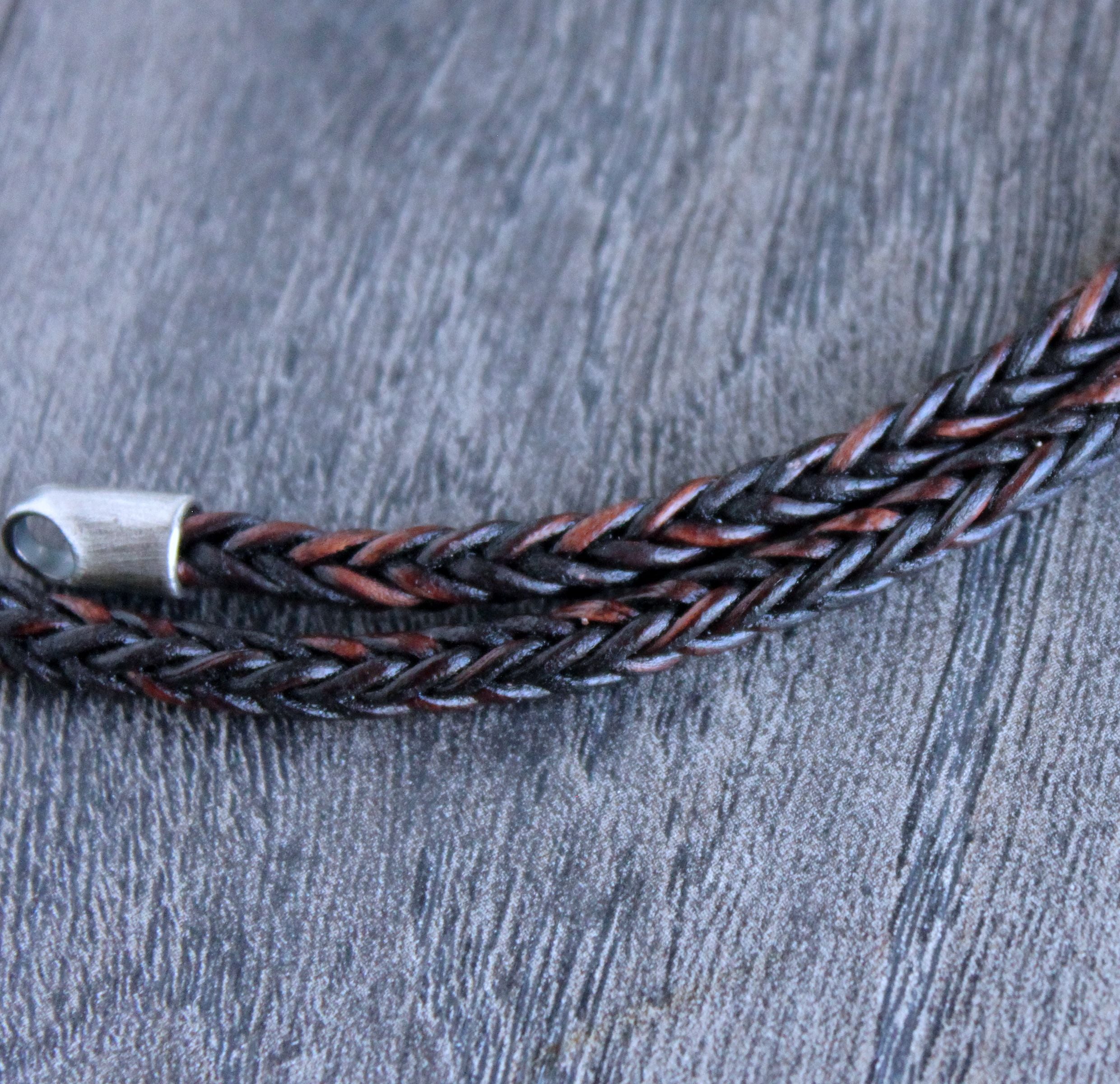 Best Leather Bracelet Braided w/ Pewter Beads | Col. Littleton