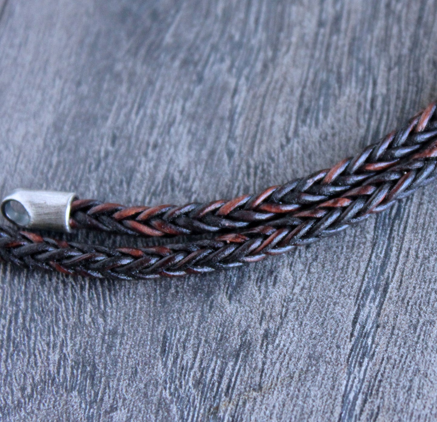 naturally dyed brown leather necklace