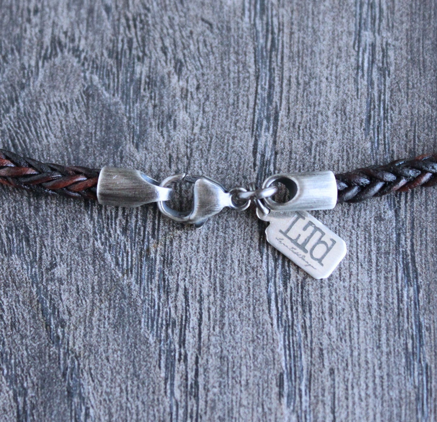 men's leather sterling silver necklace