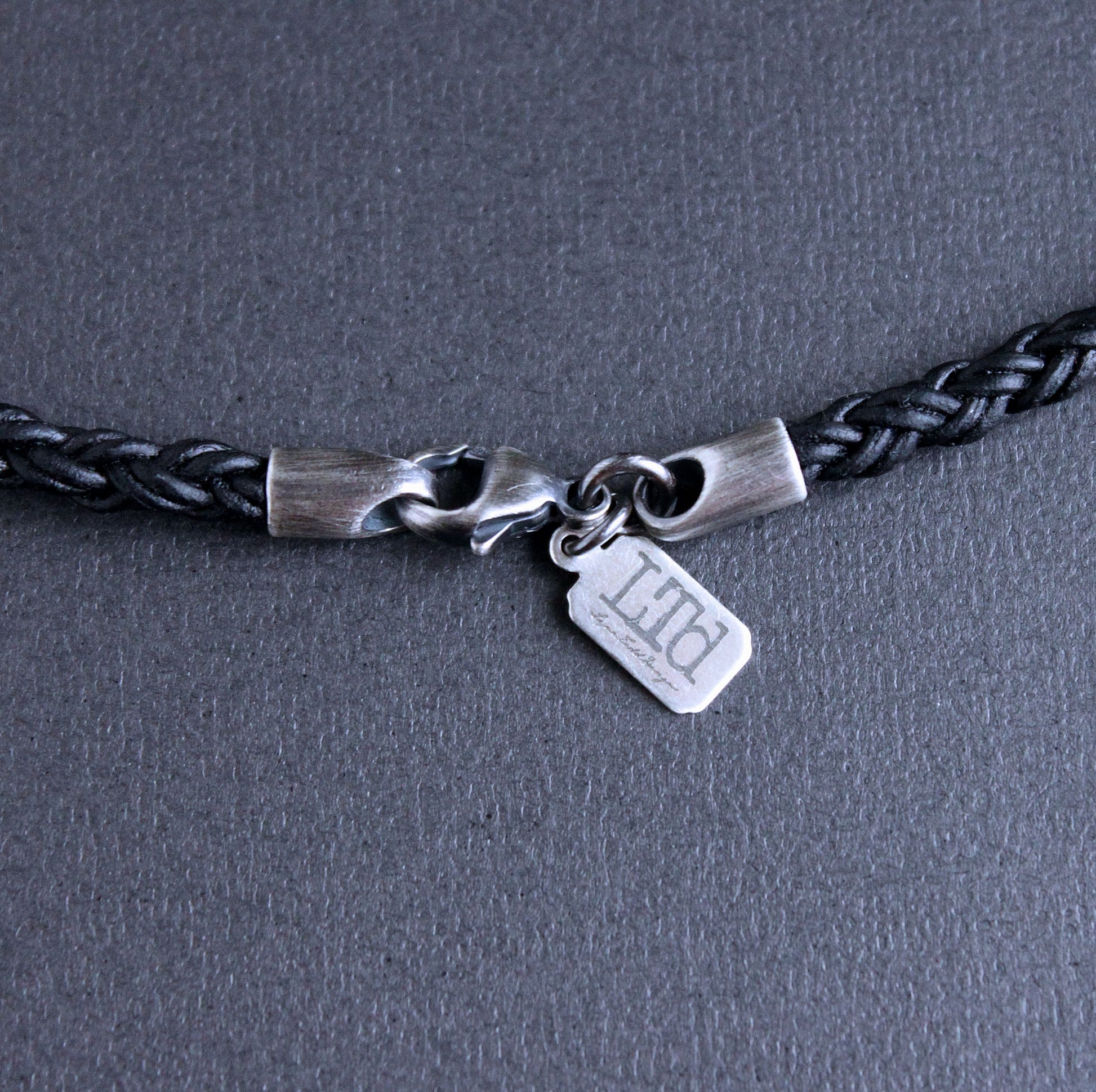 Black Genuine Leather Cord Necklace Chain Stainless Steel Clasp