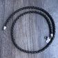 men's leather sterling silver necklace