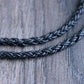 Black Round Braid Leather Necklace