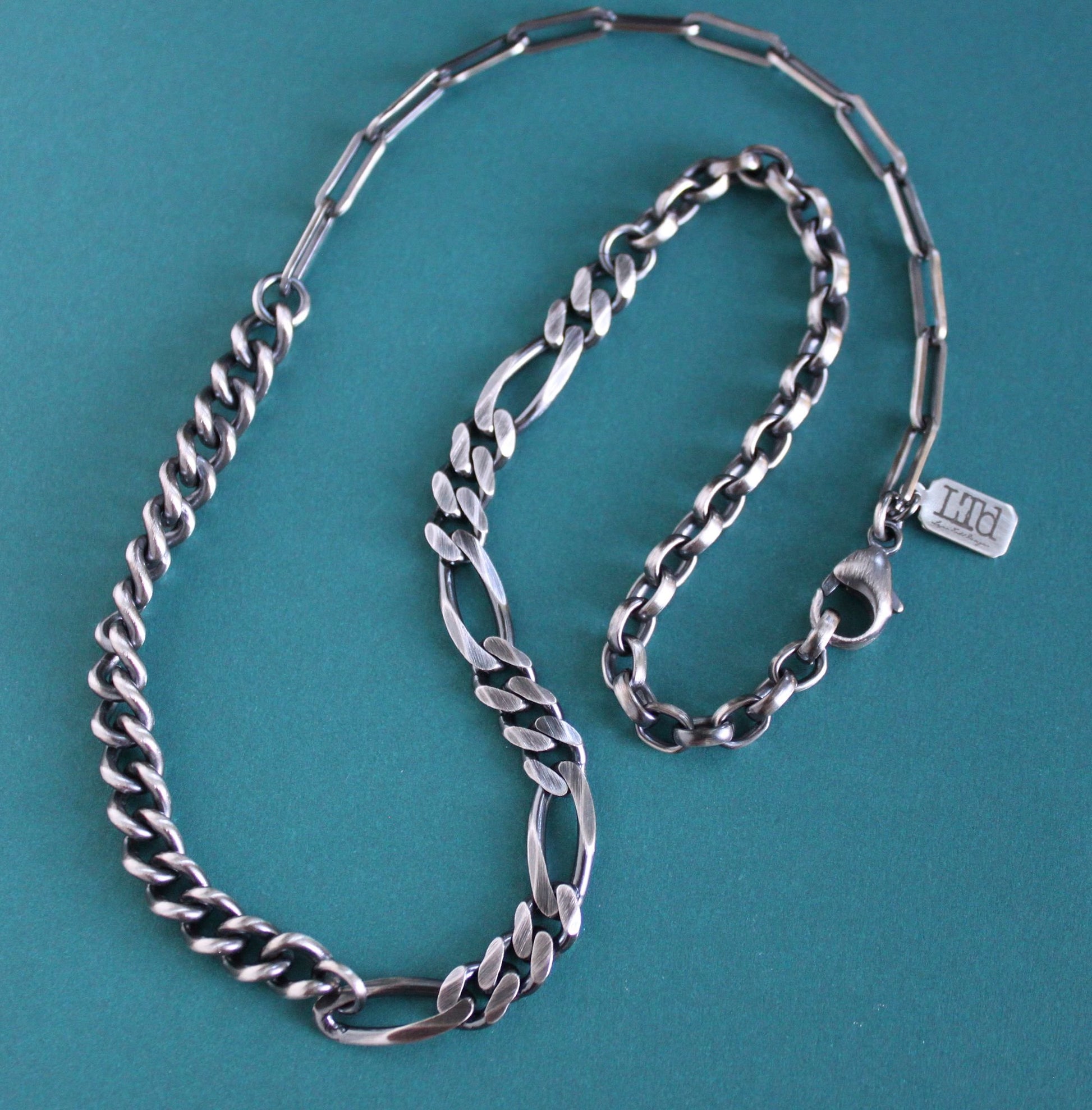 men's heavy mixed chain necklace