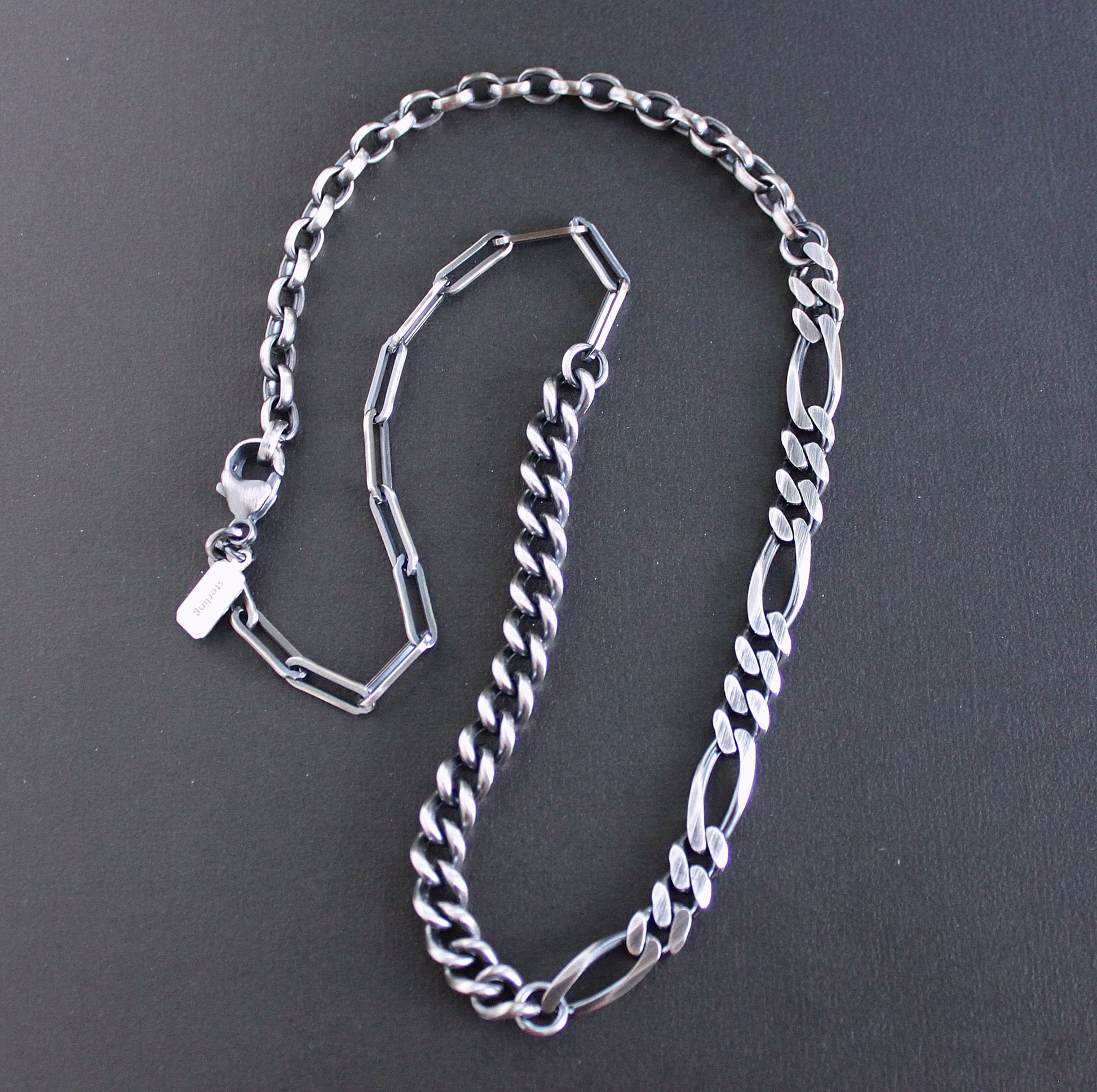 men's figaro curb cable chain necklace