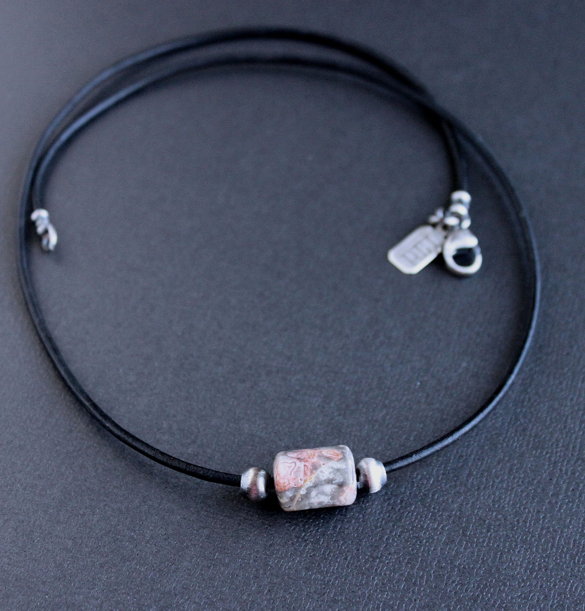 men's leather cord bead necklace