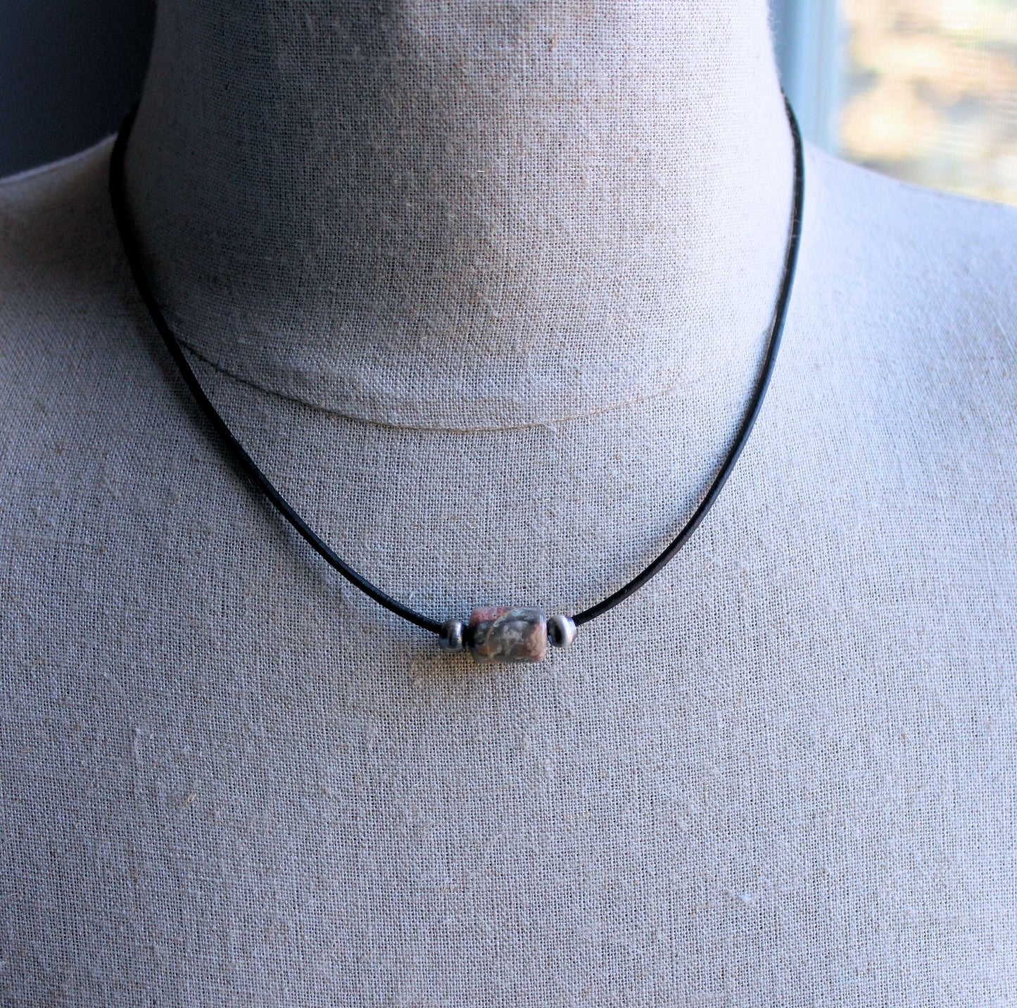 men's thin leather cord necklace
