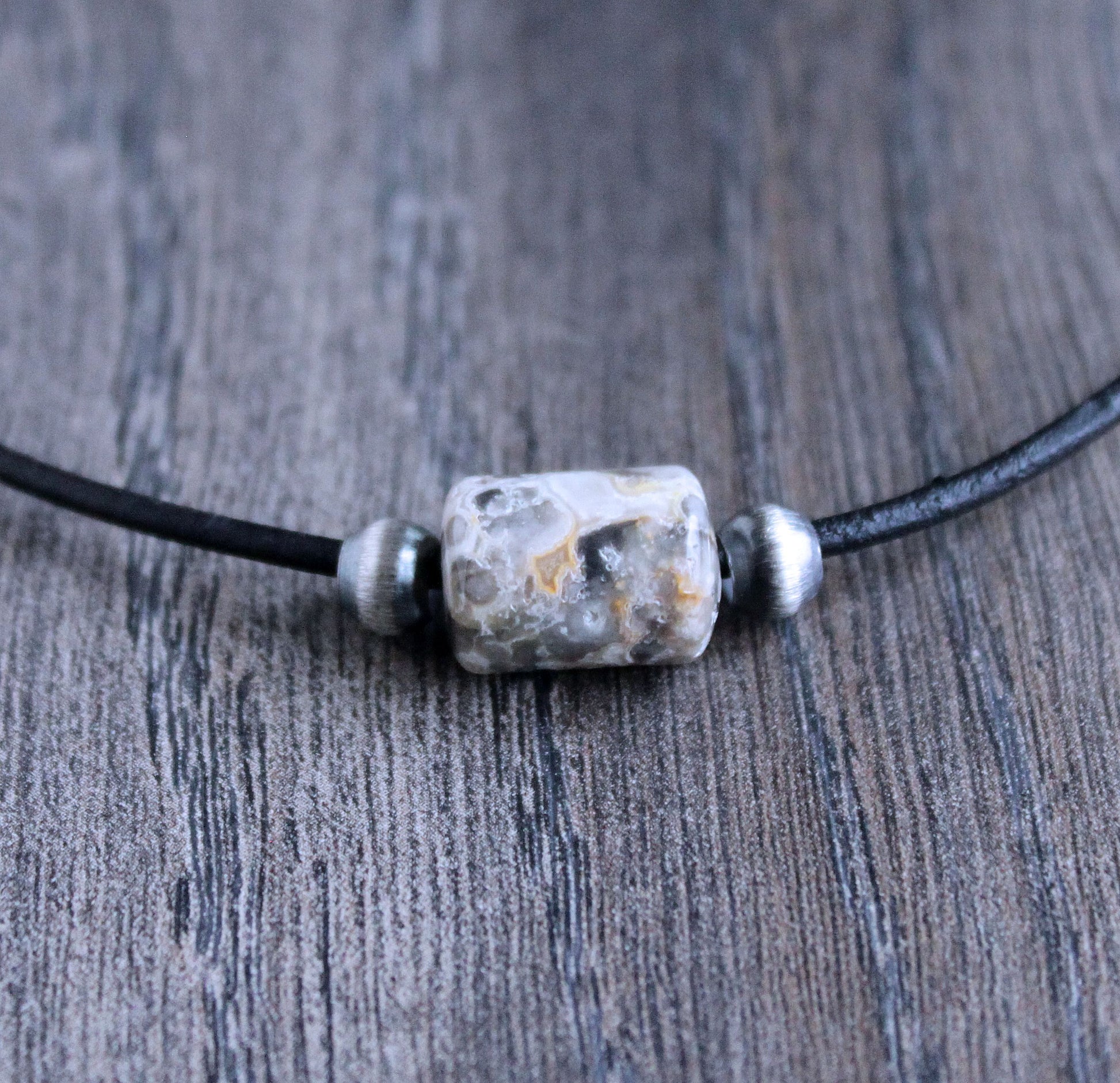 Large Bead Necklace, Crazy Lace Agate