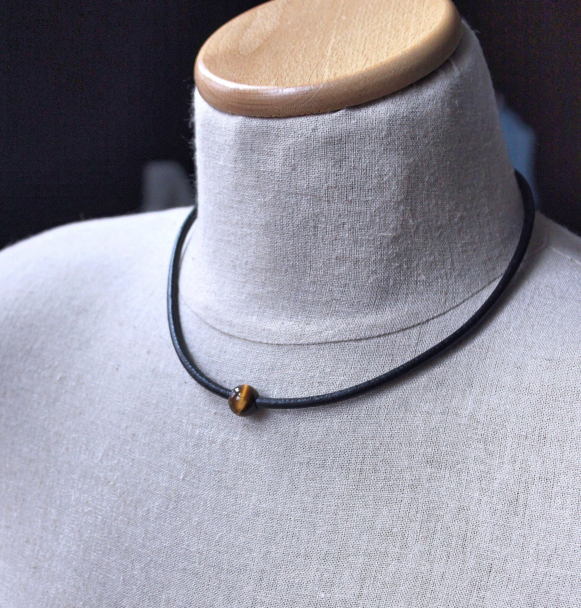Men's Leather Choker Necklace