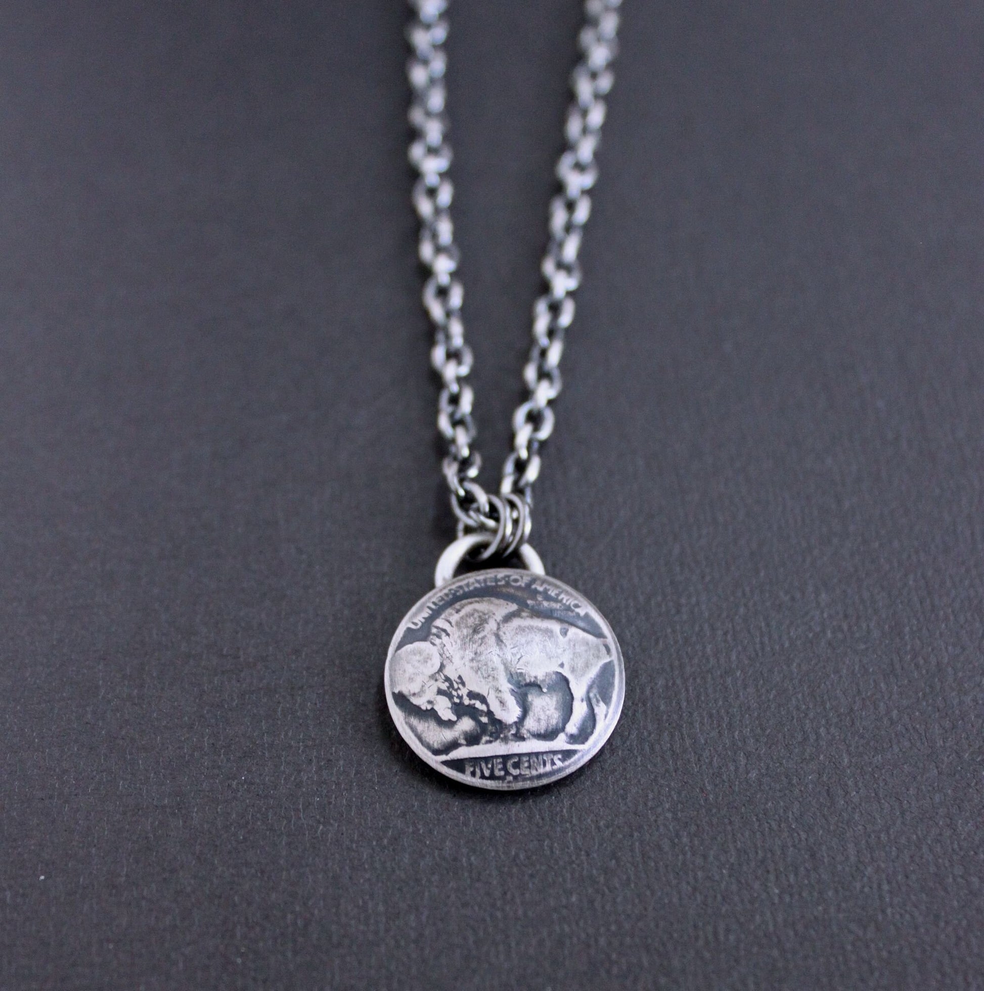Men's buffalo nickel pendant necklace