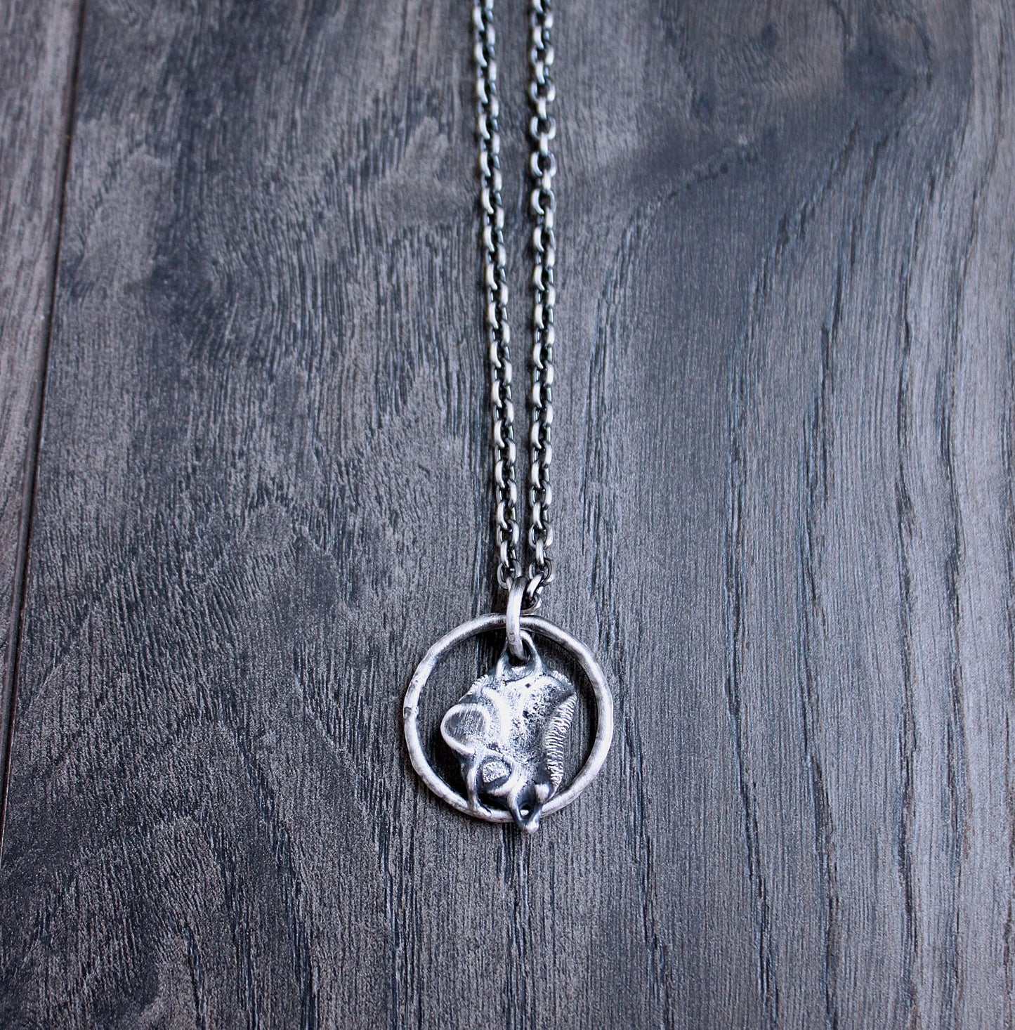 Men's Organic Silver Hoop Pendant Necklace