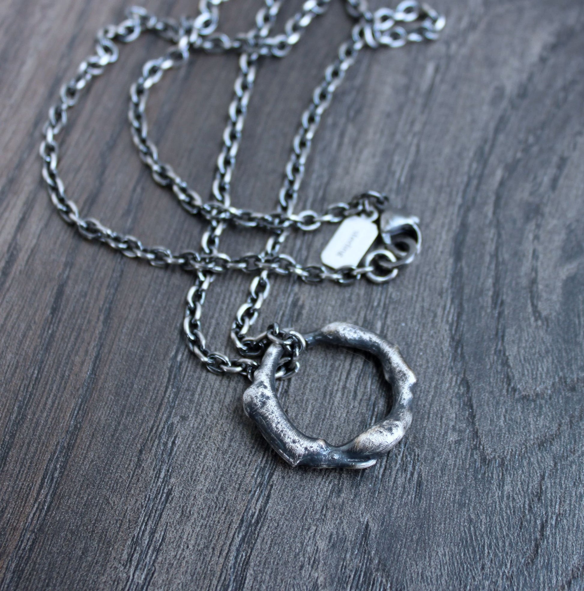 Men's Abstract Silver Hoop Pendant necklace