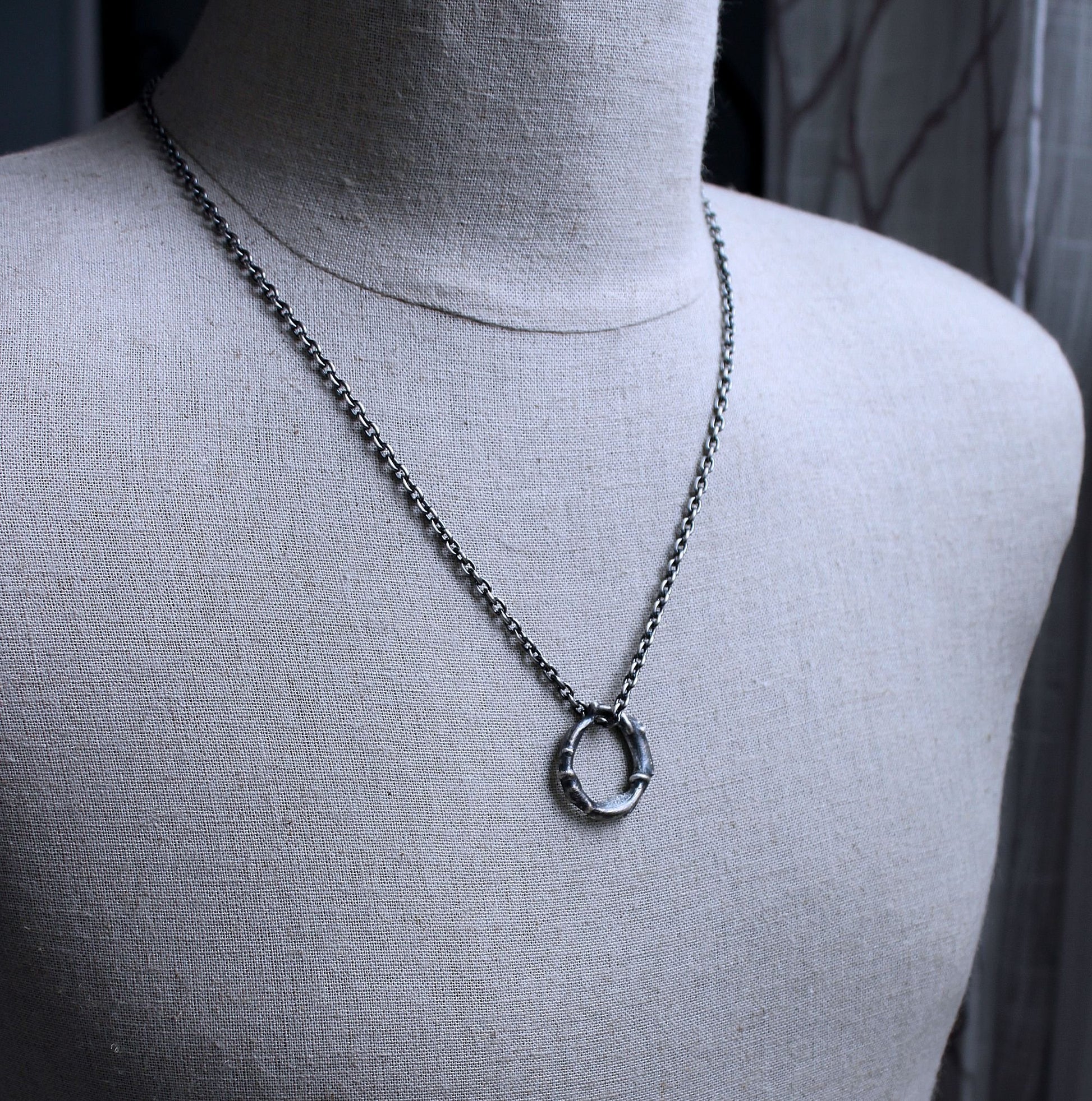 Men's Rustic Sterling Silver Pendant Necklace