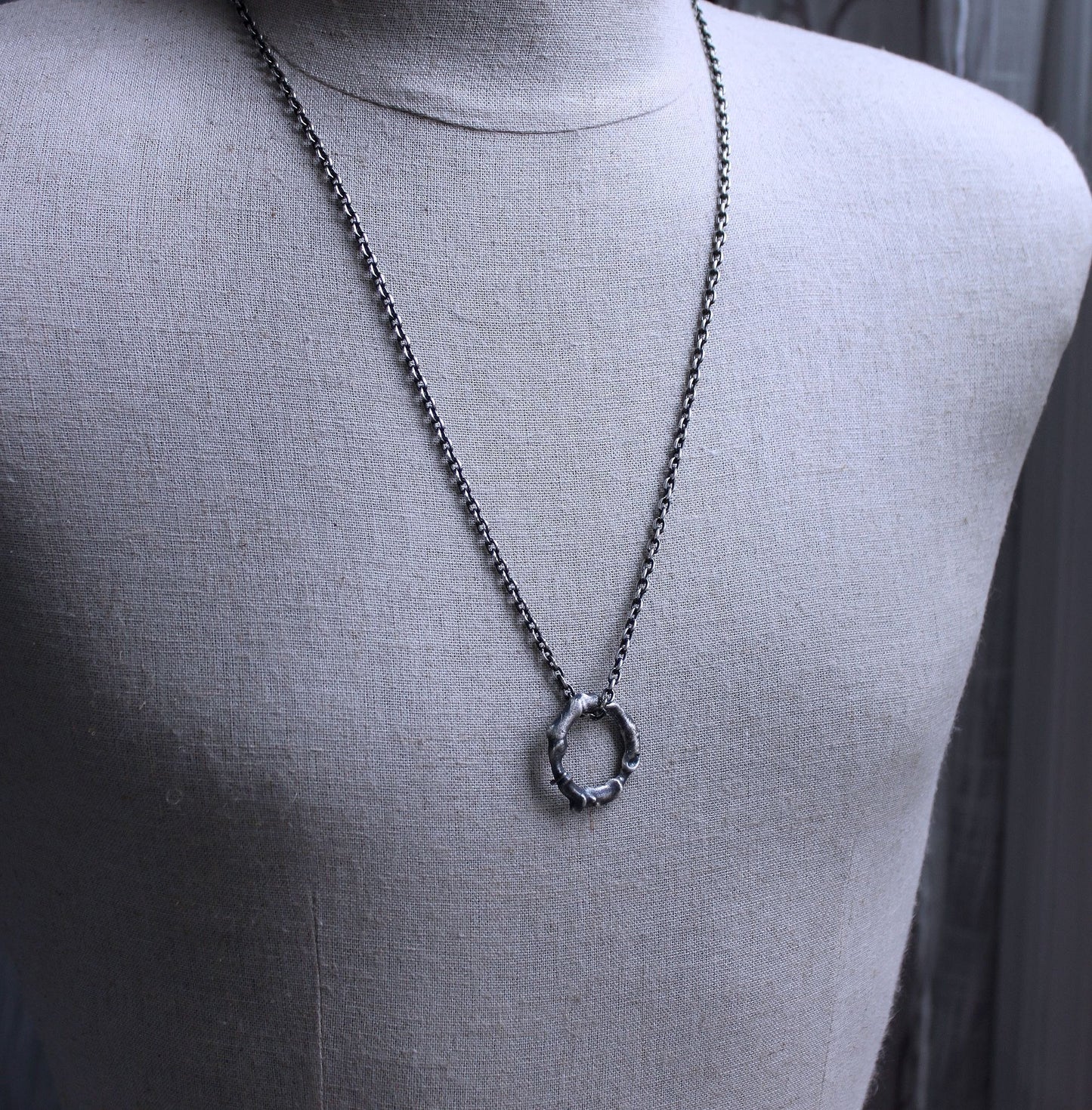 Men's Sterling Silver Hoop Pendant Necklace