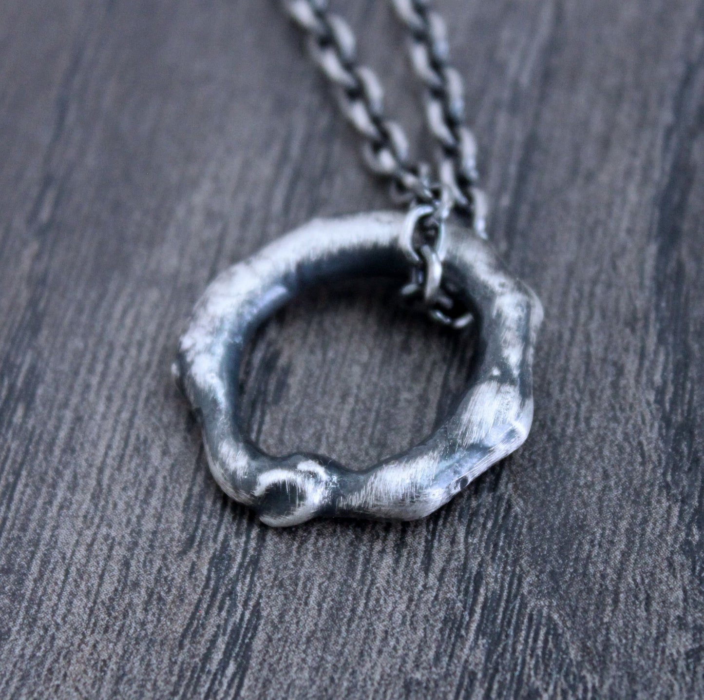Organic Silver Circle Pendant Necklace