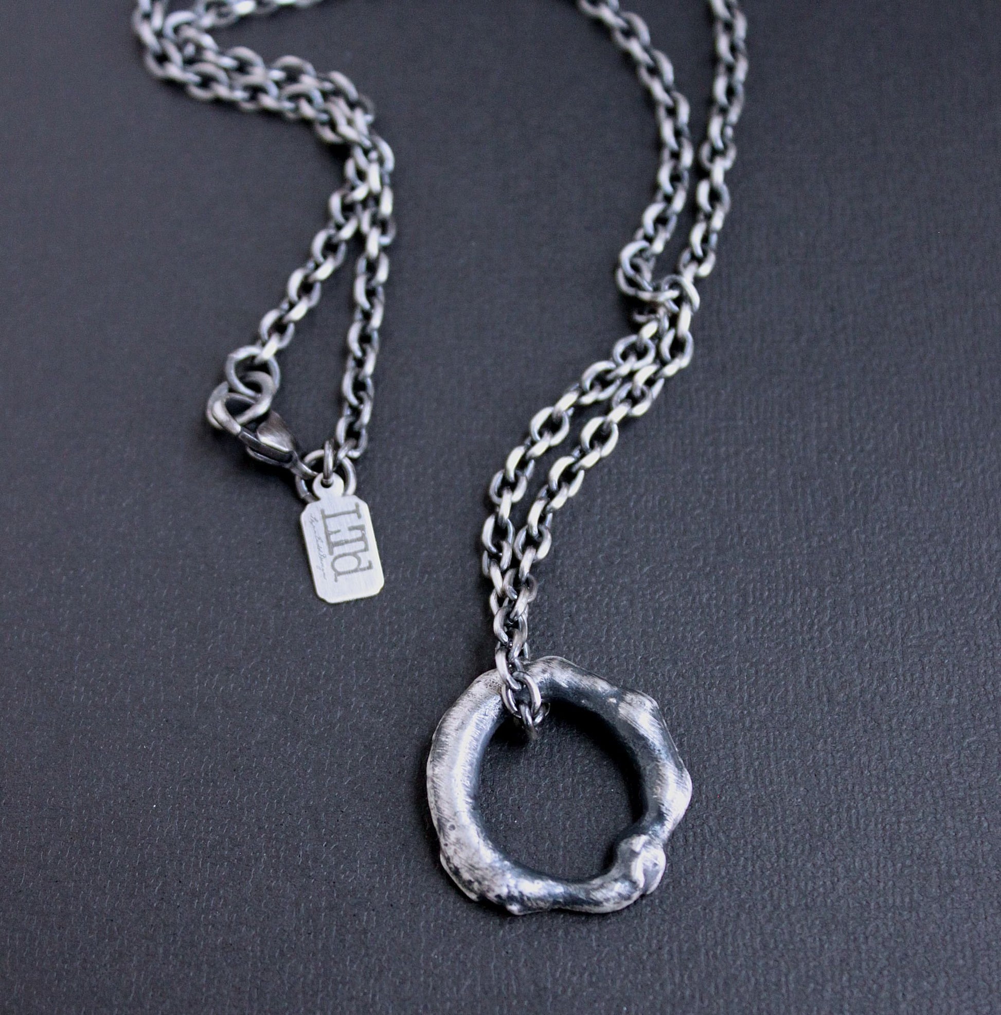 Men's Silver Hoop Pendant Necklace