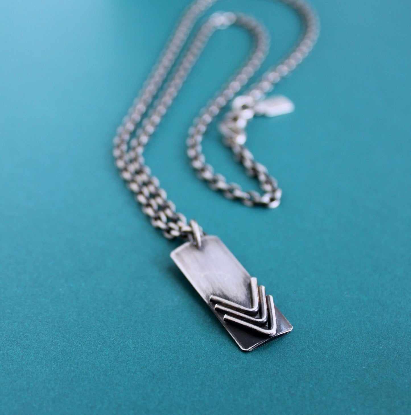 men's sterling silver long pendant necklace