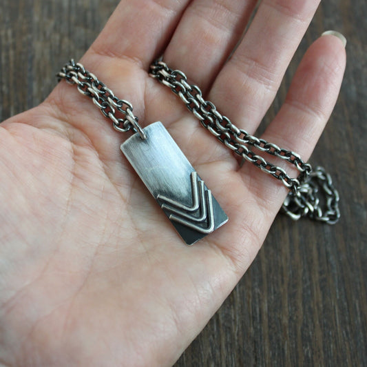 men's handmade silver arrow pendant