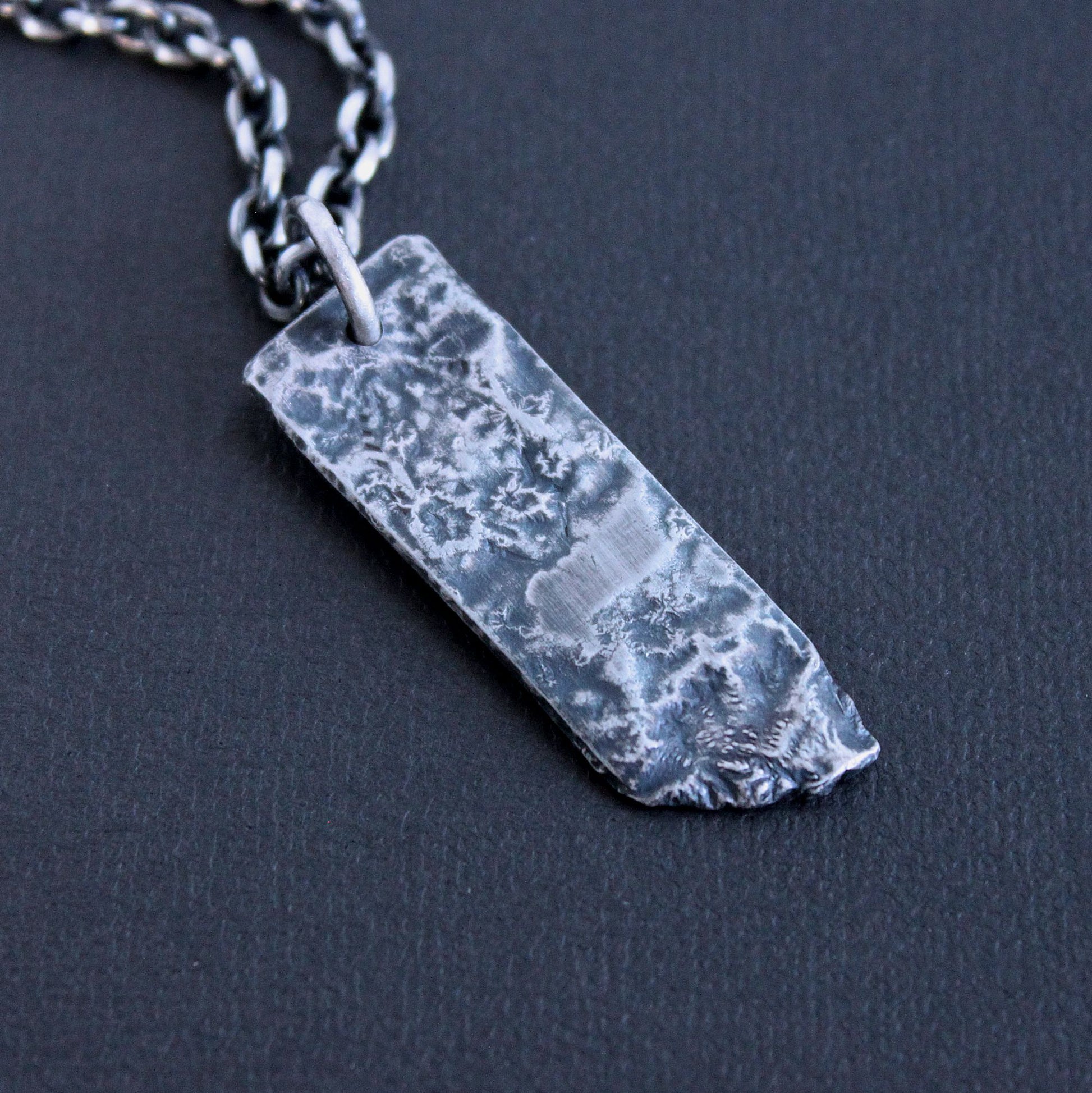 Men's Long Silver Pendant Necklace