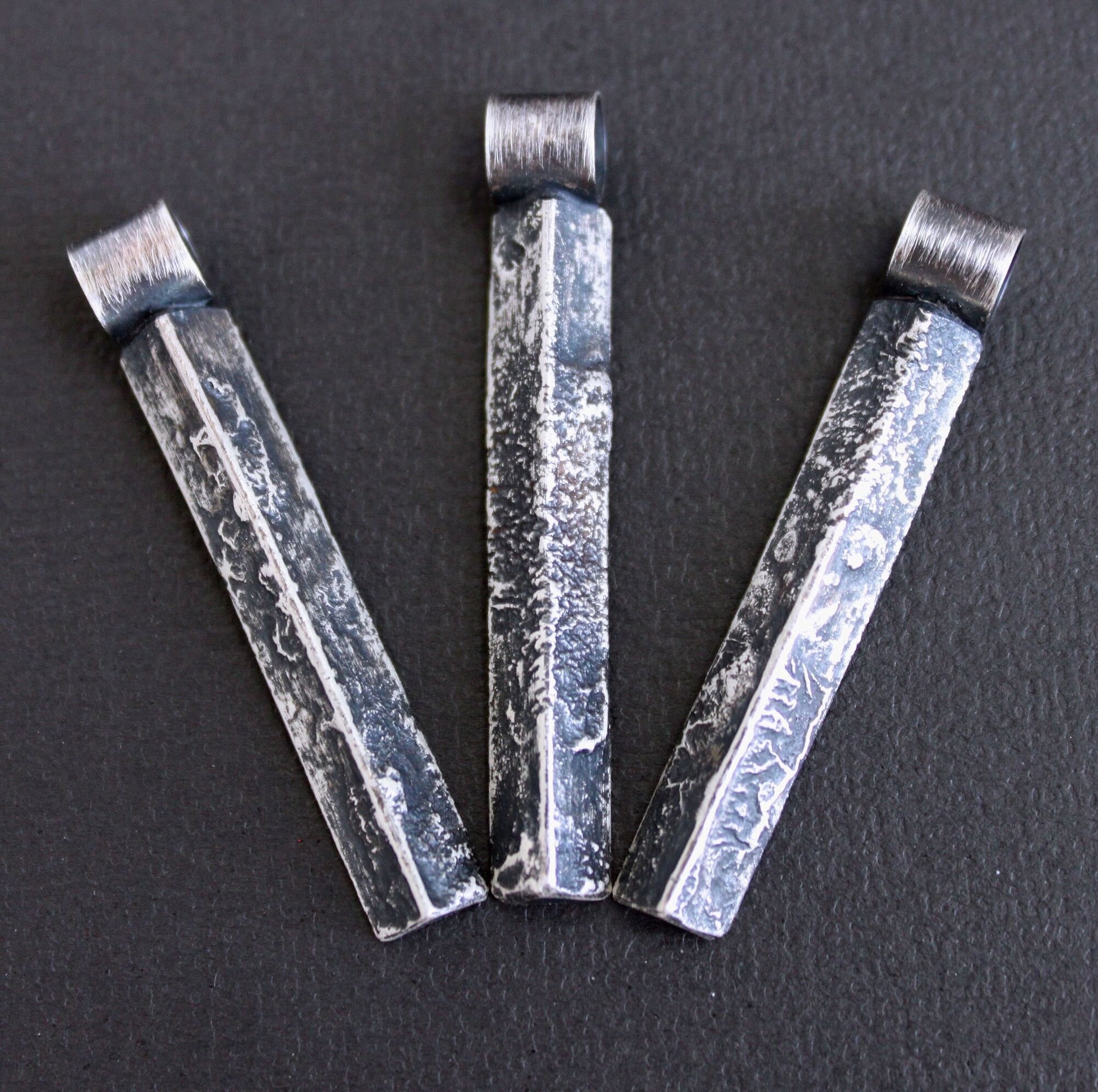 Men's Rustic Silver Bar Pendant