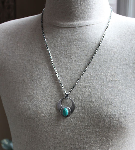 men's large turquoise stone pendant necklace