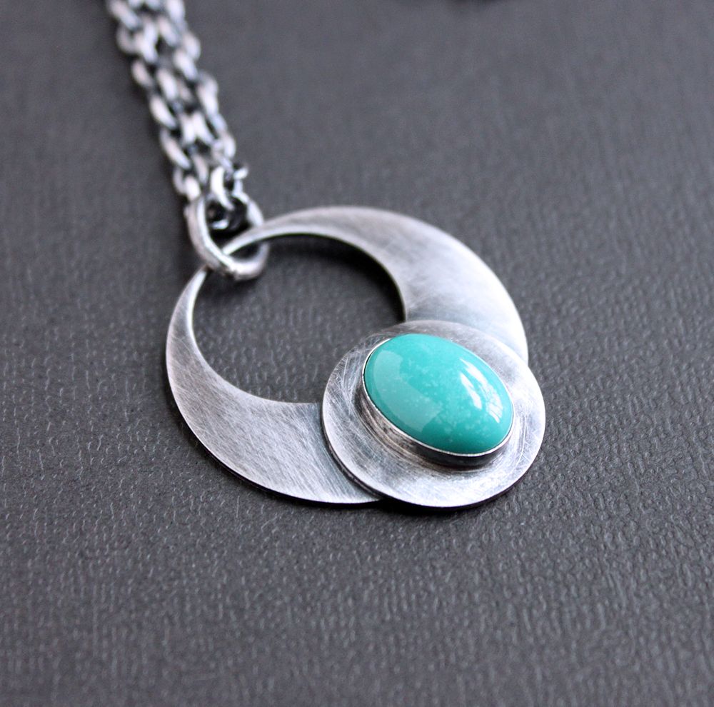 men's handmade silver turquoise pendant