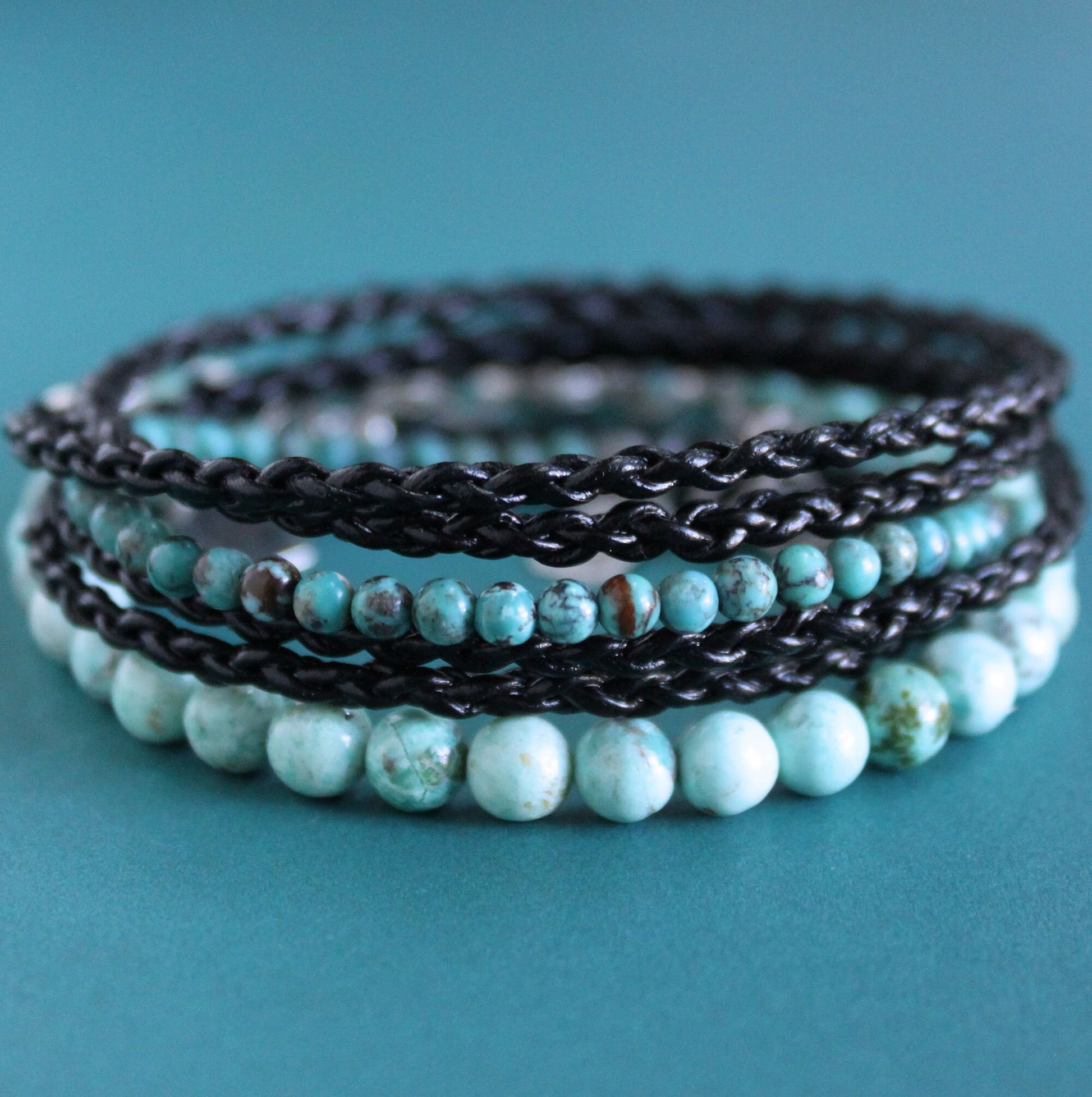 men's leather and bead bracelets