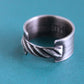Silver Wide Band Rope Ring, Size 9