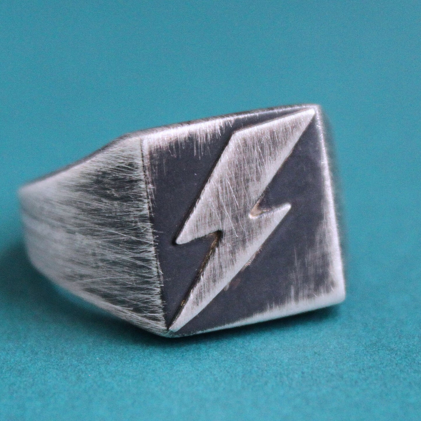 men's silver lightning bolt ring