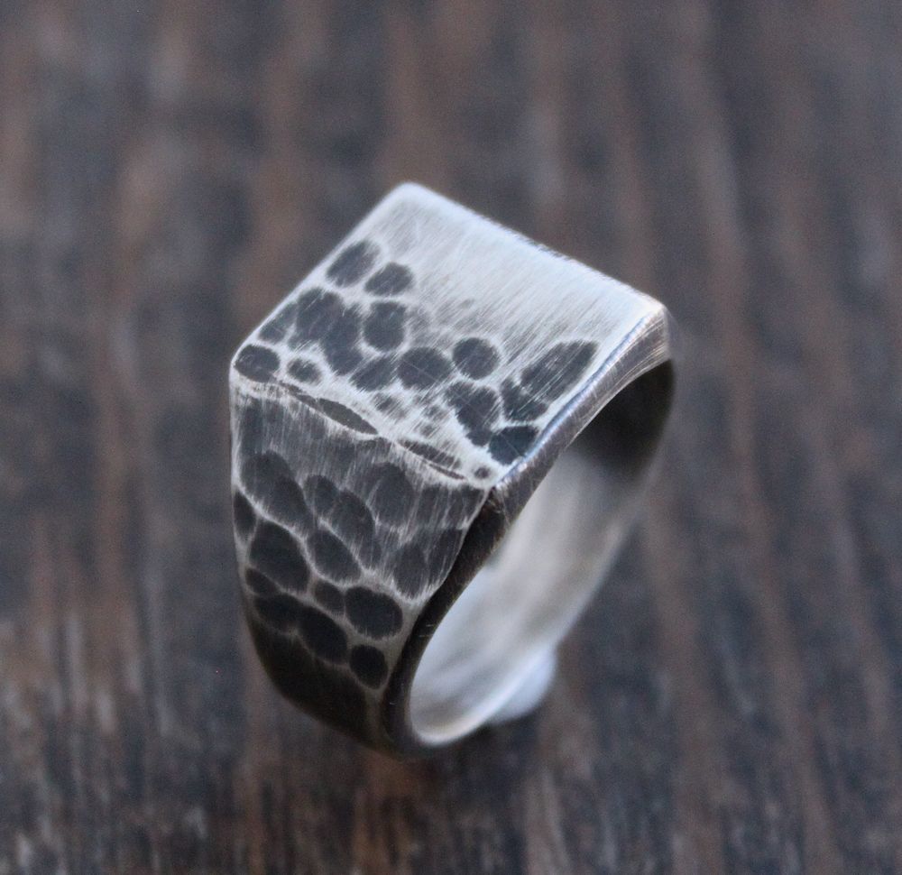 Mens silver square on sale ring