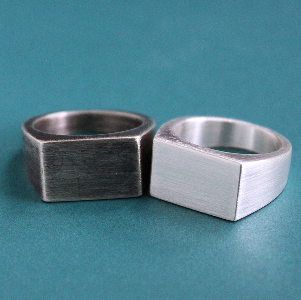 men's rectangle silver signet ring