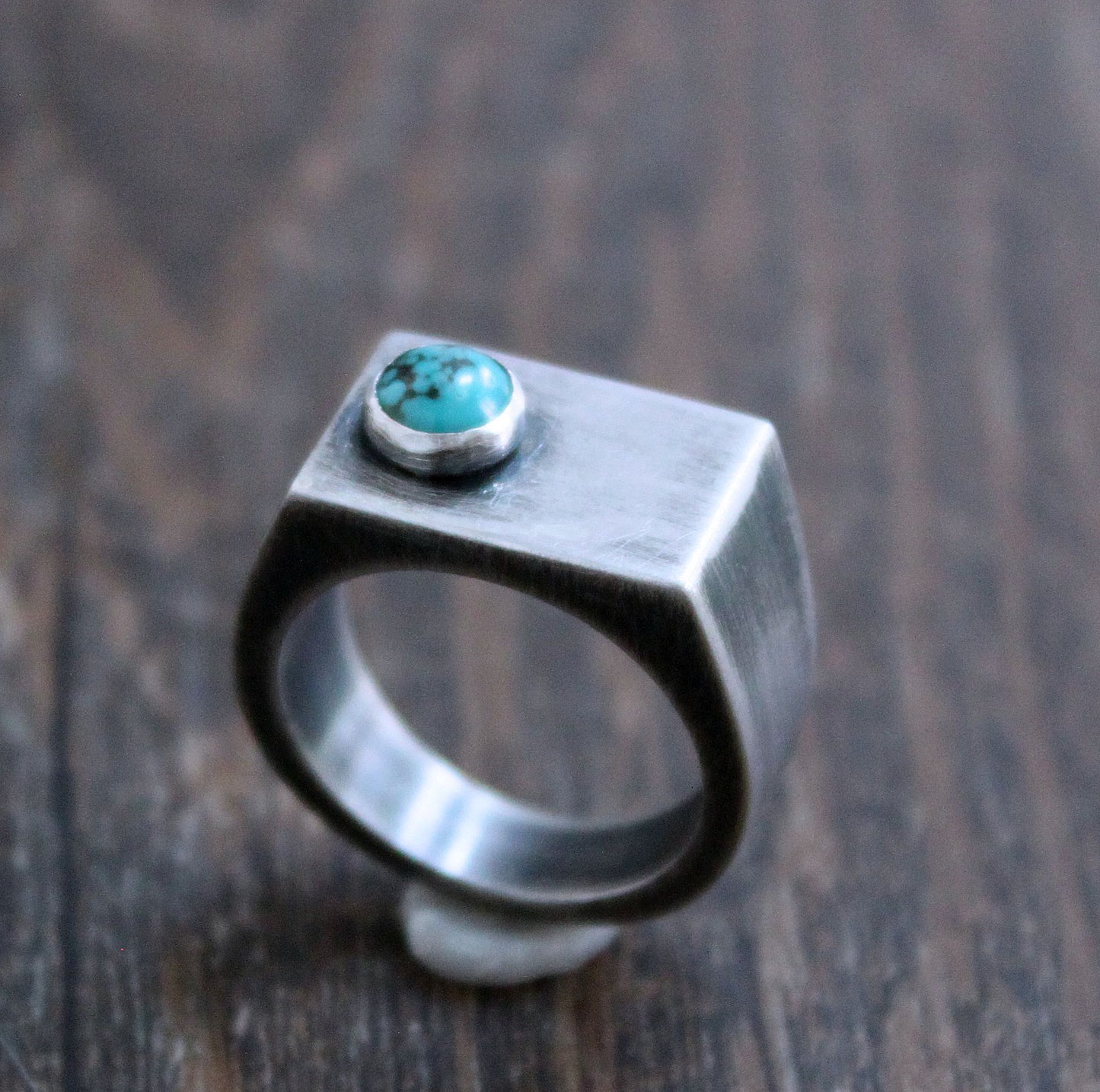 men's turquoise silver signet ring