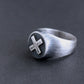 X Signet Ring, Round Sterling Silver, Size 9