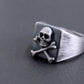 men's skull cross bones ring