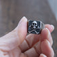 men's rustic skull signet ring