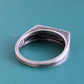 Slim Silver Signet Ring with Black Onyx Stone, Size 11
