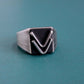 men's heavy square silver signet ring
