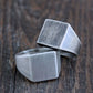 men's heavy silver square signet ring