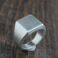 men's brushed silver signet ring