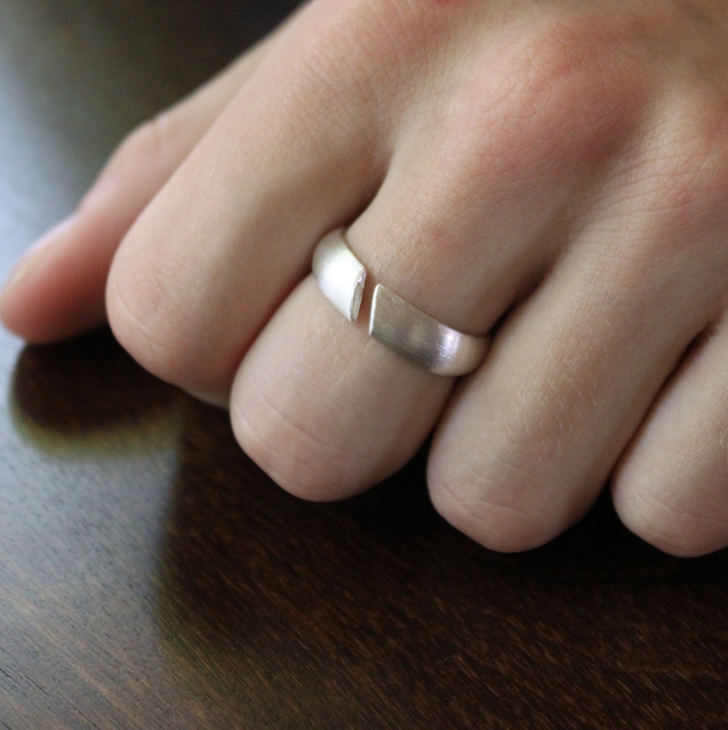 Brushed Sterling Silver Open Band Ring