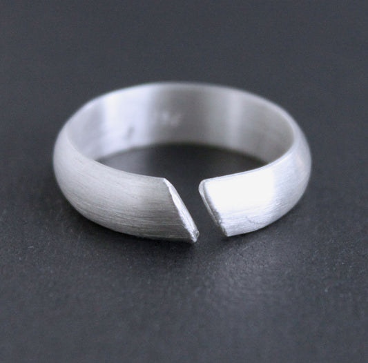 men's open bad sterling silver ring