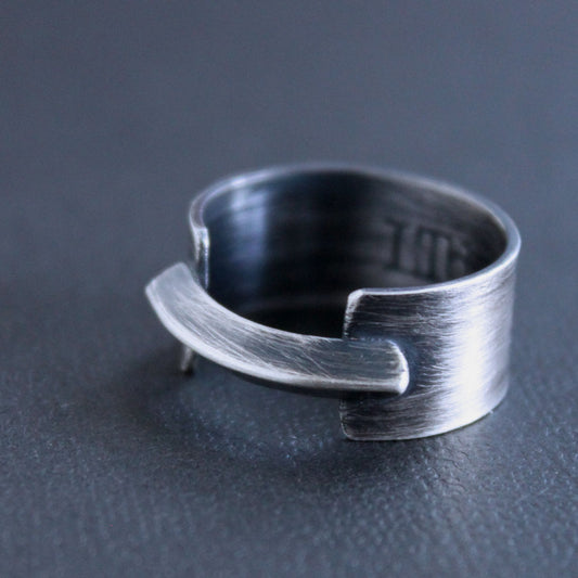Unique Bridge Ring, Sterling Silver Band Size 9